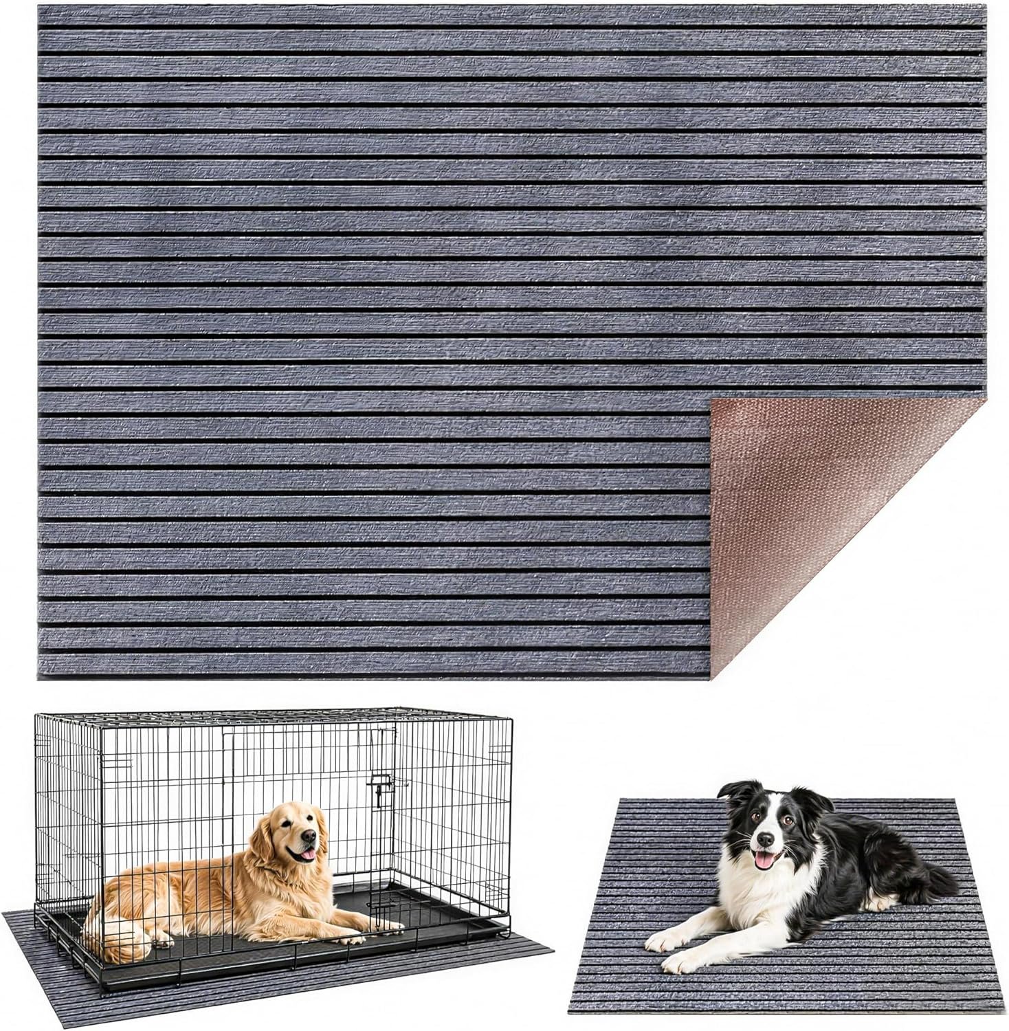 47″x59″ Dog Crate Mat, Waterproof Non-Slip Rubber Mat for Under Dog Crate, Dog Crate Floor Protector Absorbent Reusable Kennel Mat, Cut to Fit Washable Liner for Dog Cage, Playpen & Whelping Box