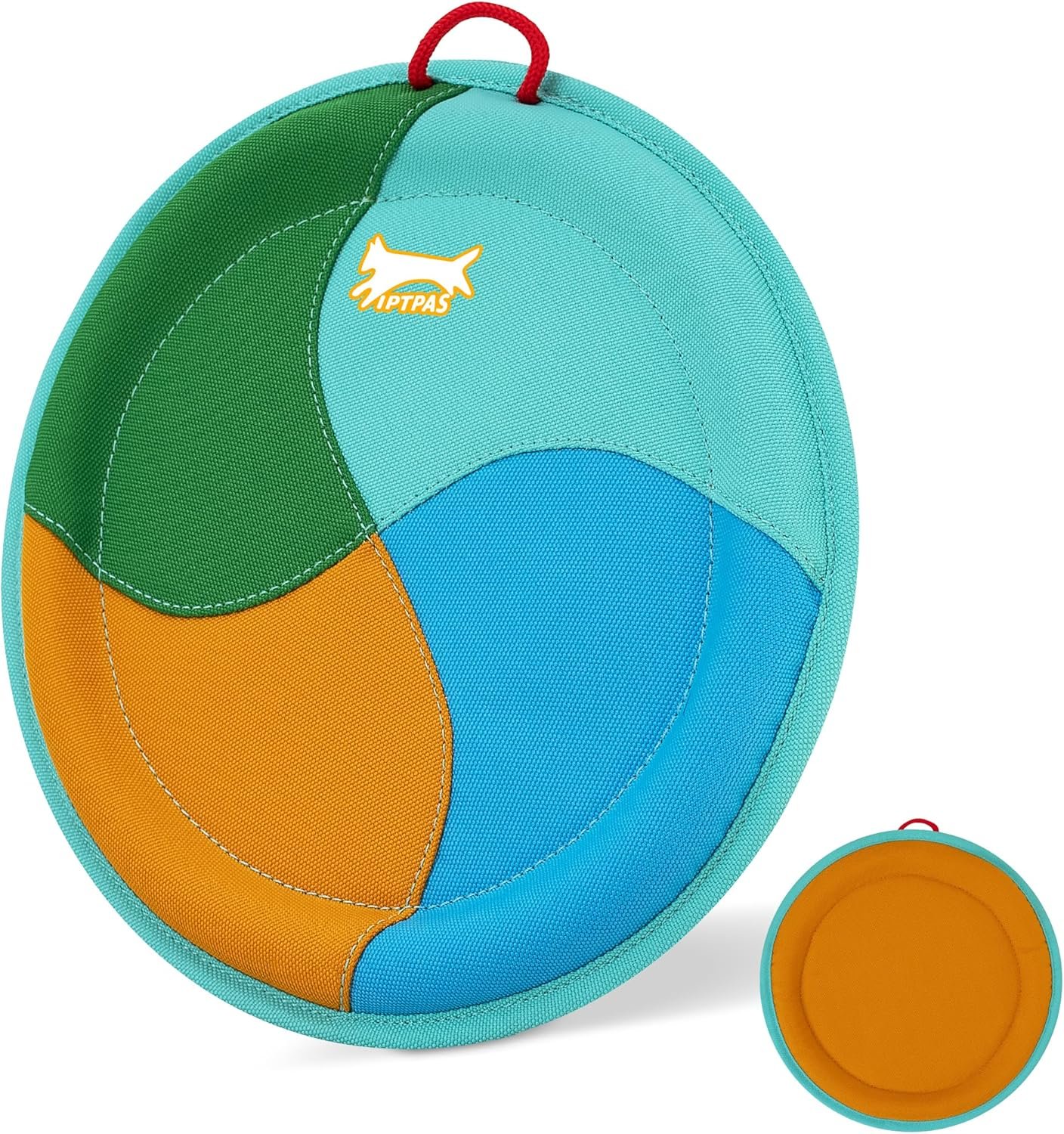 Dog Flying Disc Dog Flyer Toy for Fetch, Durable Nylon 9.5″ Diameter with Soft and Thick Edges, Gentle on Teeth & Gums, Lightweight & Water Floating, Outdoor Play for All Breeds (A-Blue/Orange)