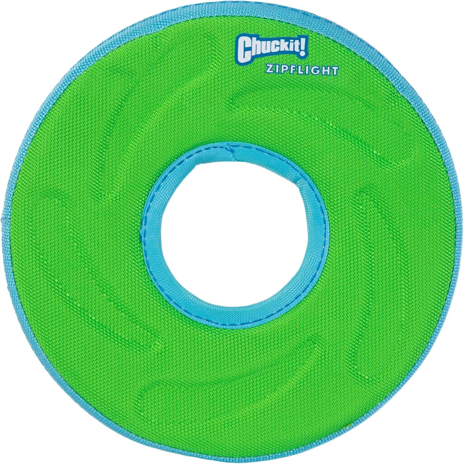 Chuckit! Amphibious ZipFlight Floating and Flying Disc Dog Toy, Medium (8.5″), Assorted Colors (Orange And Blue/Green and Blue)