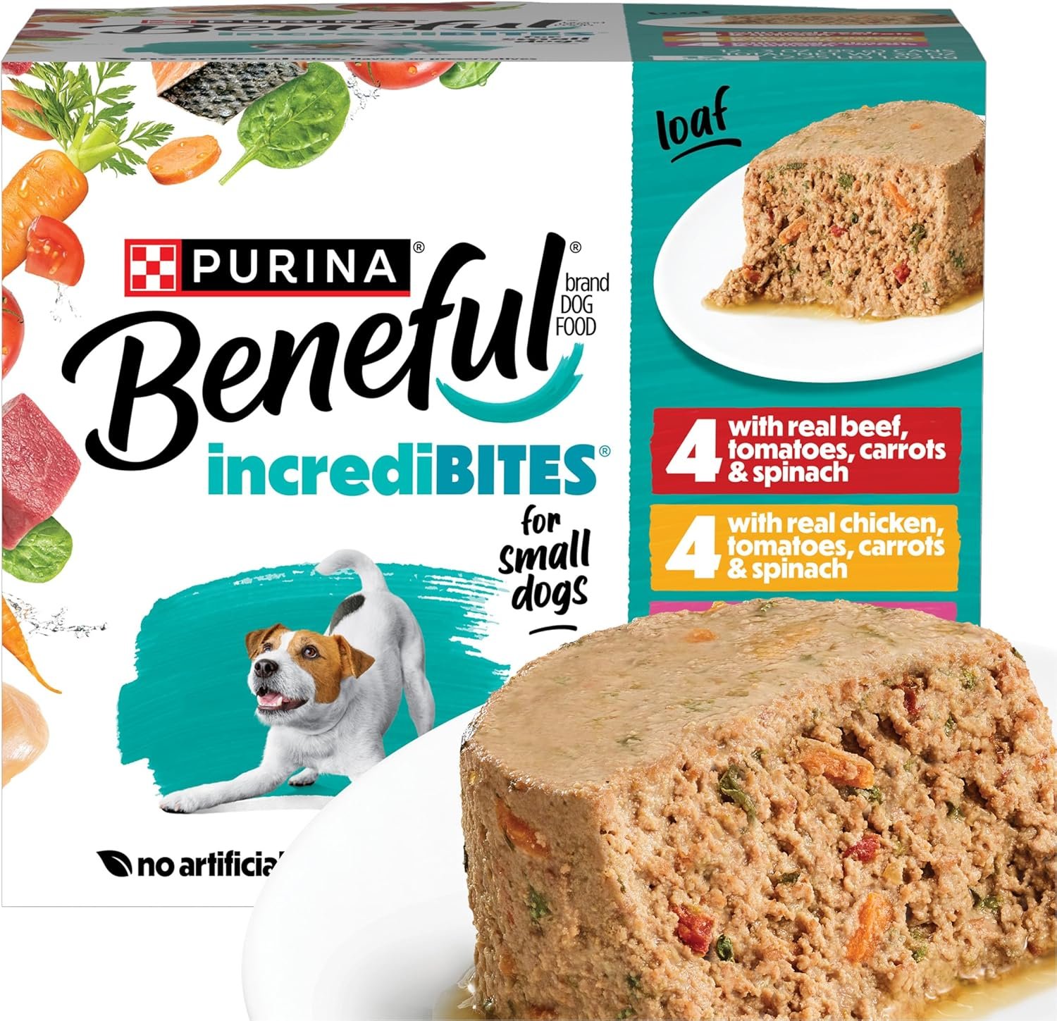 Purina Beneful Small Breed Wet Dog Food Variety Pack, IncrediBites Loaf, Chicken, Beef and Salmon Flavors – (2 Packs of 12) 3 oz. Cans