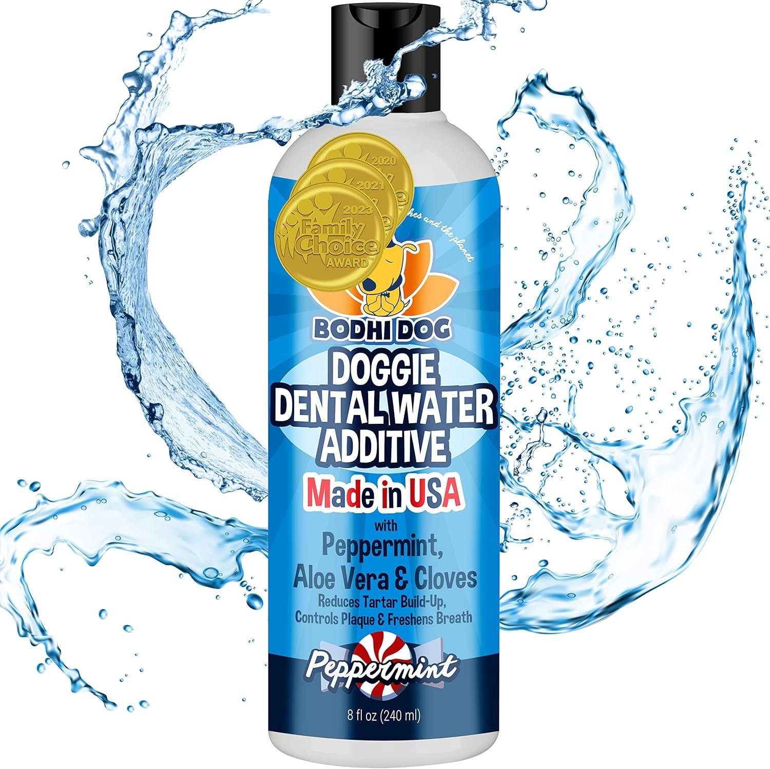 Bodhi Dog Peppermint Dental Water Additive for Dogs & Puppies – Freshens Breath, Reduces Tartar, Promotes Healthy Gums – Oral Care for Teeth & Breath – Supports Clean Mouth – Made in USA (8 Fl Oz)