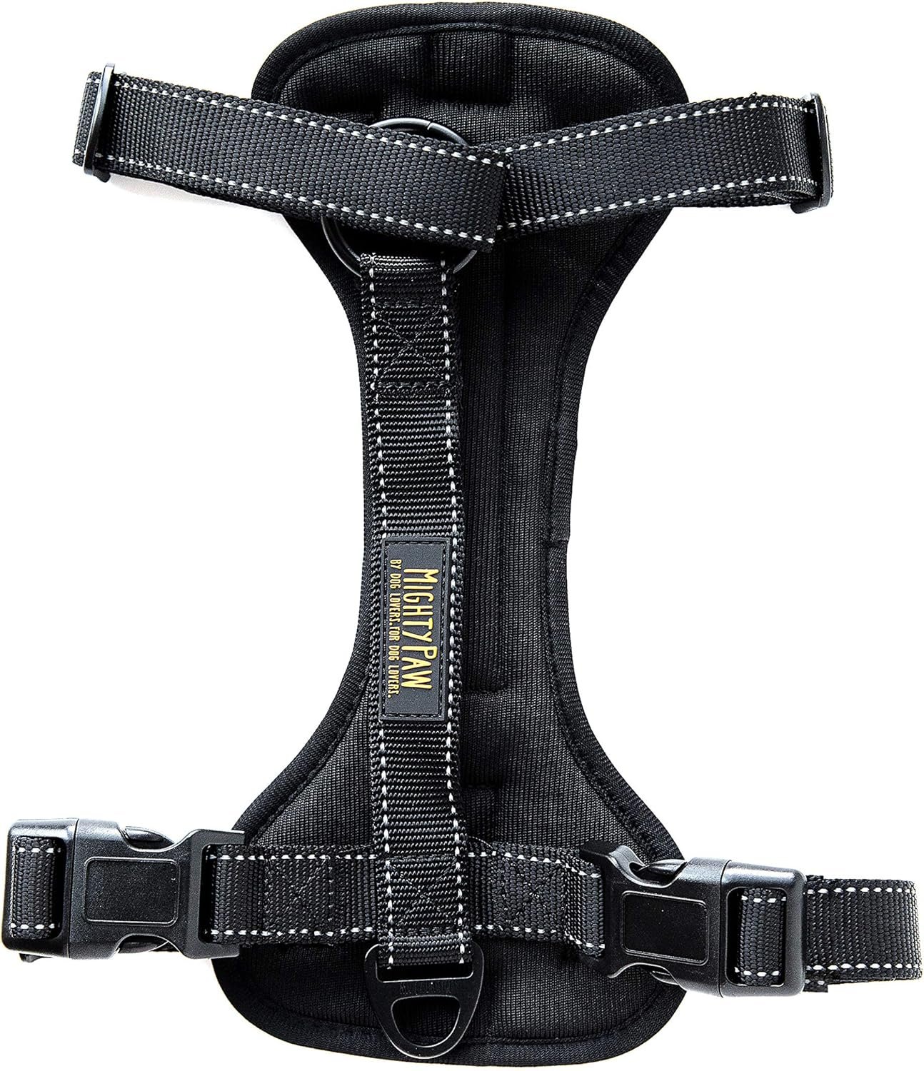 Mighty Paw Dog Car Harness – Vehicle Safety Gear – 2 Leash Attachment – Adjustable Straps – Reflective Stitching – Soft Padding – Standard Harness Functionality – No Pull Front Leash Attachment – L