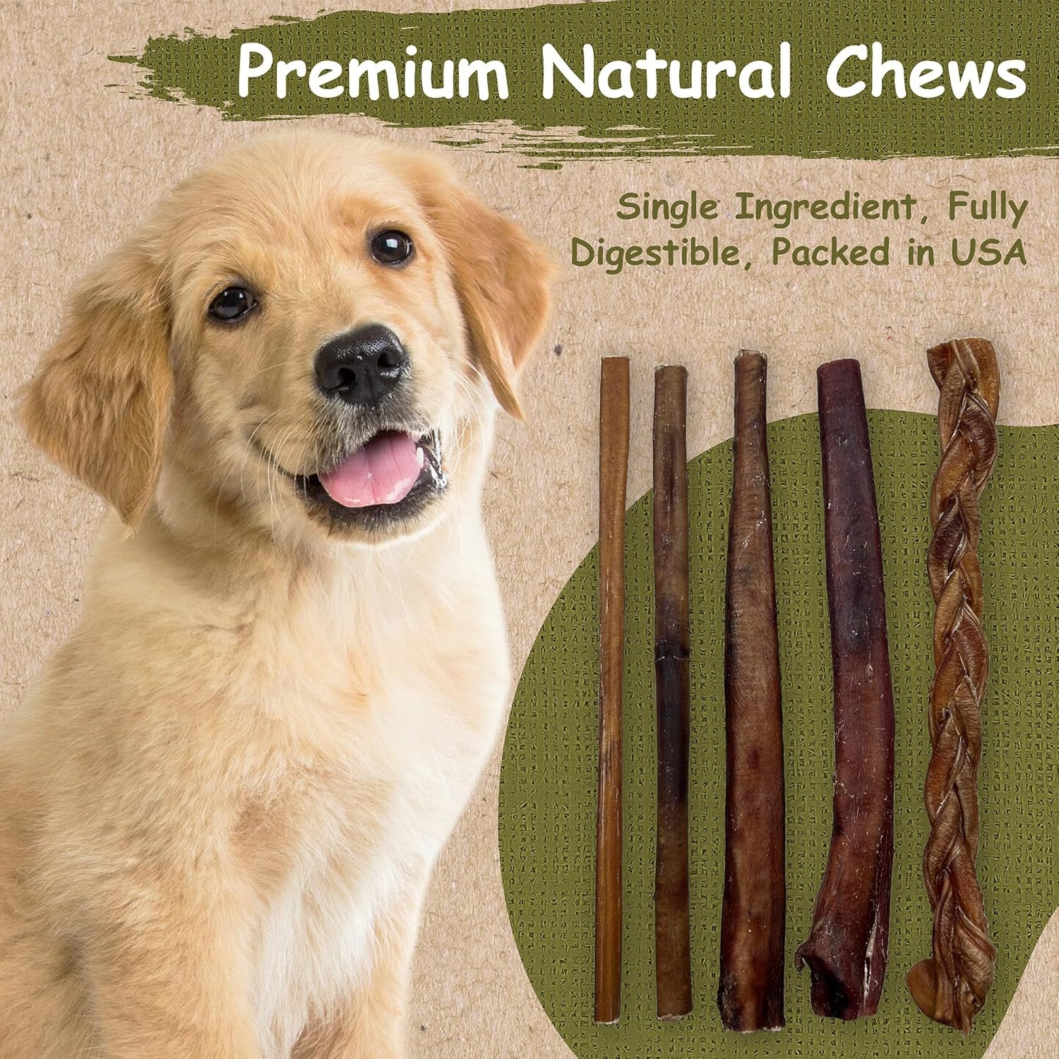Top Dog Chews 6″ Bully Sticks – 25 Pack, 1.3 LB Bag, All Natural, Roasted, Sourced from Free Range Beef, High Protein, Low Fat Dog Chews for Healthy Teeth, Gums & Chewing Satisfaction.